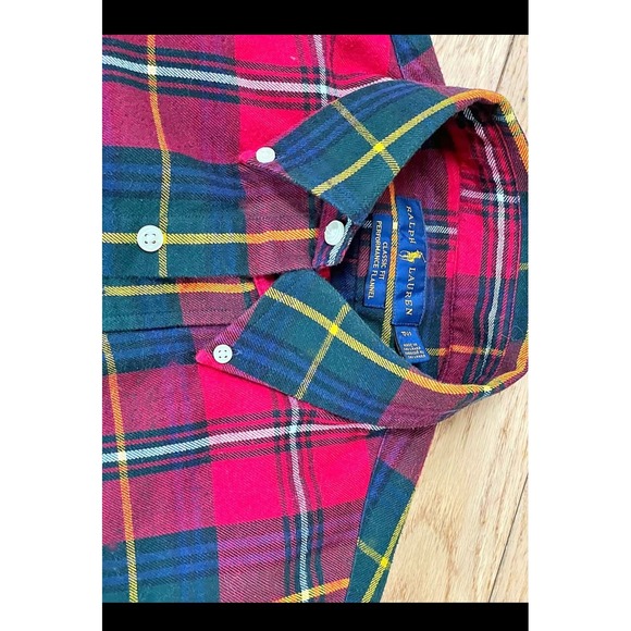 Polo Ralph Lauren Green Red Plaid Performance Flannel Classic Fit Men's S - Picture 2 of 6